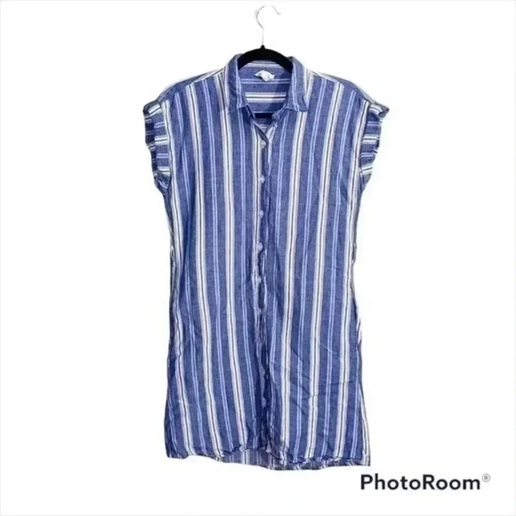 Harper Heritage striped blue/white button down dress Small - Picture 1 of 7